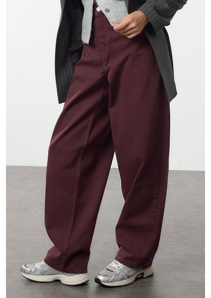 Kadın Moda Şık Kot Pantolon Geniş Paça Uzun Boy Denim Bordo Yüksek Bel Skater Jeans modelleri