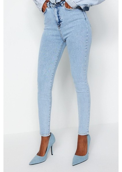 Kadın Moda Şık Kot Pantolon Dar Paça Regular Boy Denim Yüksek Bel Skinny Jeans fiyatları