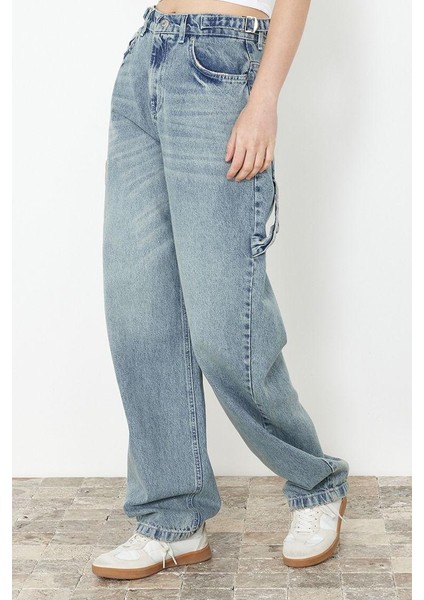 Stil Kadın Moda Denim Kot Pantolon Boru Paça Bol Kesim Yüksek Bel Jeans fiyatları