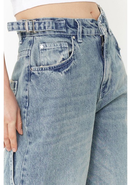 Stil Kadın Moda Denim Kot Pantolon Boru Paça Bol Kesim Yüksek Bel Jeans indirimleri