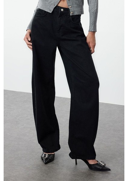 Stil Kadın Moda Denim Kot Pantolon Uzun Geniş Paça Yüksek Bel Jeans