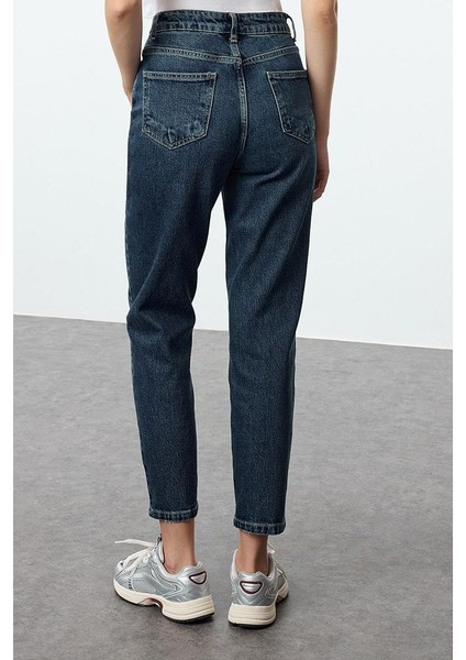 Stil Kadın Moda Denim Kot Pantolon Uzun Boru Paça Yüksek Bel Slim Mom Jeans indirimleri