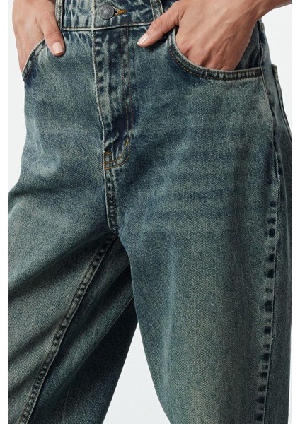 Stil Kadın Moda Denim Kot Pantolon Uzun Geniş Paça Soluk Vintage Yüksek Bel Jeans fiyatları