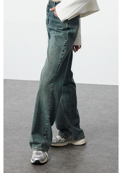 Stil Kadın Moda Denim Kot Pantolon Uzun Geniş Paça Soluk Vintage Yüksek Bel Jeans modelleri