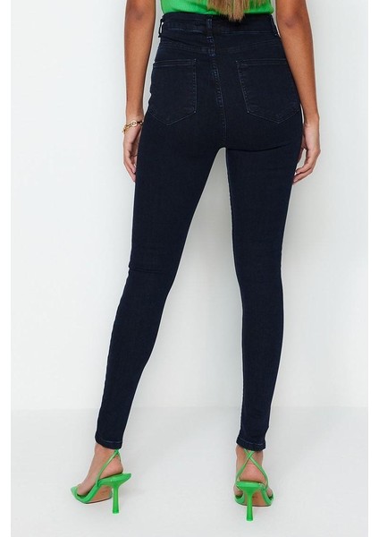 Stil Kadın Moda Denim Kot Pantolon Regular Dar Paça Incelten Etki Süper Yüksek Bel Skinny Jeans indirimleri