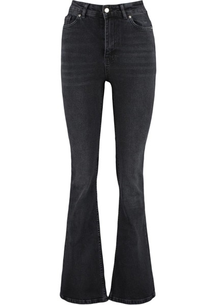 Stil Kadın Moda Denim Kot Pantolon Uzun Ispanyol Paça Yüksek Bel Jeans