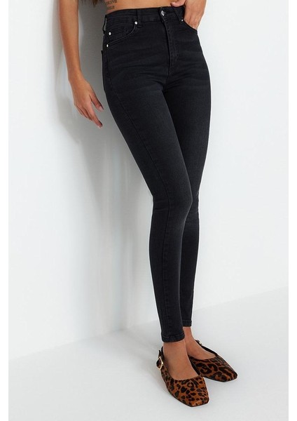 Stil Kadın Moda Denim Kot Pantolon Regular Dar Paça Incelten Etki Süper Yüksek Bel Skinny Jeans
