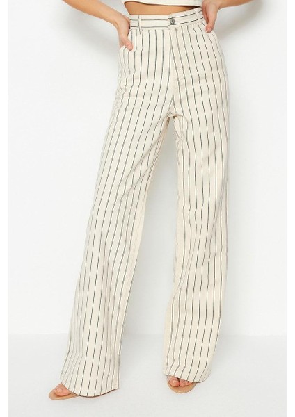 Stil Kadın Moda Denim Kot Pantolon Uzun Geniş Paça Çizgili Yüksek Bel Jeans fiyatları