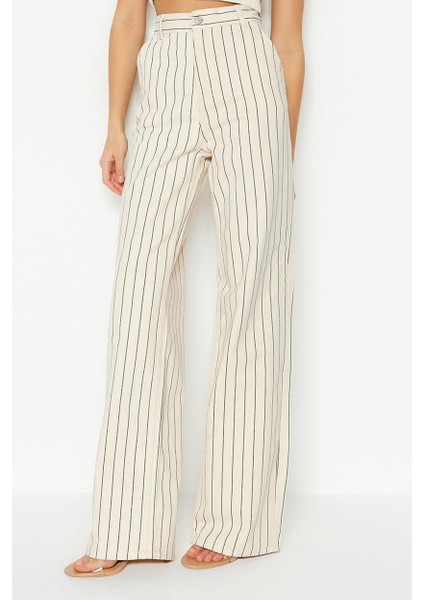 Stil Kadın Moda Denim Kot Pantolon Uzun Geniş Paça Çizgili Yüksek Bel Jeans modelleri