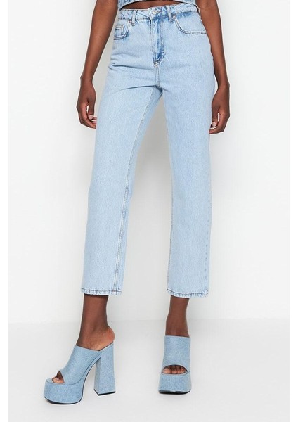 Stil Kadın Moda Denim Kot Pantolon Boru Paça Yüksek Bel Straight Jeans modelleri