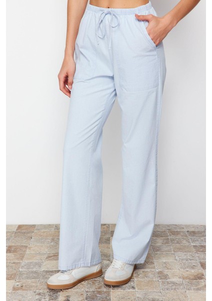 Stil Kadın Moda Denim Kot Pantolon Geniş Paça Beli Lastikli Chambre Yüksek Bel Jeans fırsatları