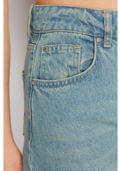 Stil Kadın Moda Denim Kot Pantolon Uzun Geniş Paça Mavi Soluk Vintage Yüksek Bel Jeans