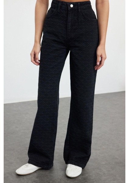 Stil Kadın Moda Denim Kot Pantolon Regular Geniş Paça Yüksek Bel Jeans