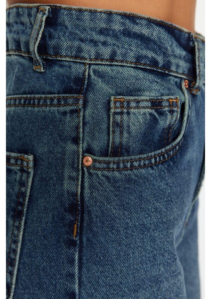 Stil Kadın Moda Denim Kot Pantolon Uzun Geniş Paça Mavi Yüksek Bel Jeans