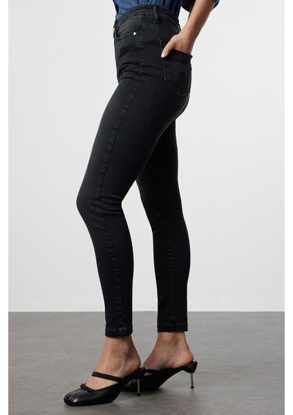 Stil Kadın Moda Denim Kot Pantolon Regular Dar Paça Antrasit Yüksek Bel Skinny Jeans modelleri