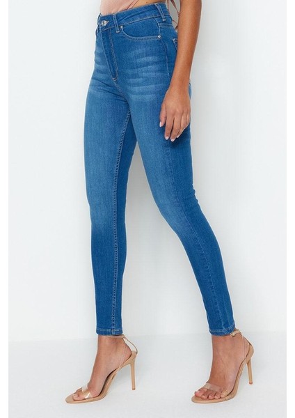 Stil Kadın Moda Denim Kot Pantolon Regular Dar Paça Mavi Incelten Etki Yüksek Bel Skinny Jeans modelleri