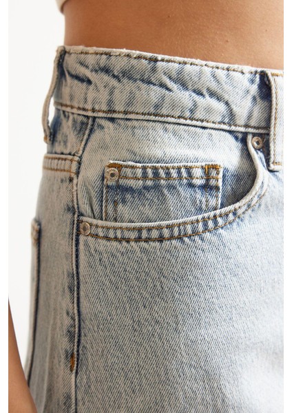 Stil Kadın Moda Denim Kot Pantolon Boru Paça Yüksek Bel Jeans