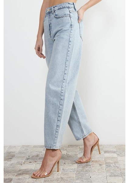 Stil Kadın Moda Denim Kot Pantolon Boru Paça Yüksek Bel Jeans