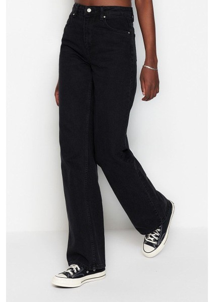 Stil Kadın Moda Denim Kot Pantolon Uzun Geniş Paça Yüksek Bel Jeans fiyatları