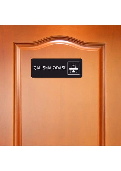 Alüminyum Ofis Departman Kapı Isimliği - Yönlendirme Levhası - Çalışma Odası 24 x 9 cm Siyah modelleri