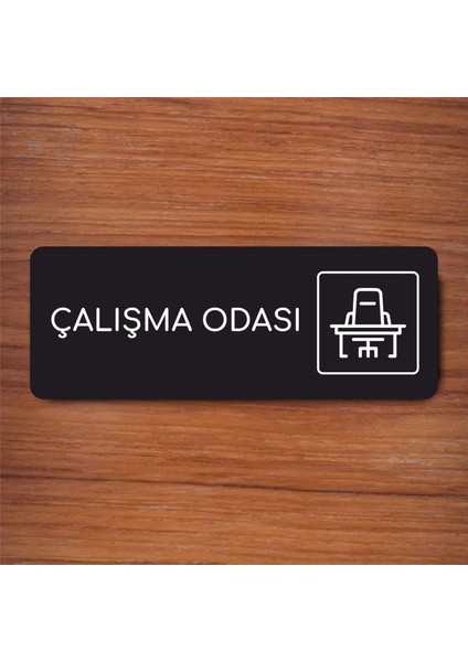 Alüminyum Ofis Departman Kapı Isimliği - Yönlendirme Levhası - Çalışma Odası 24 x 9 cm Siyah fırsatları