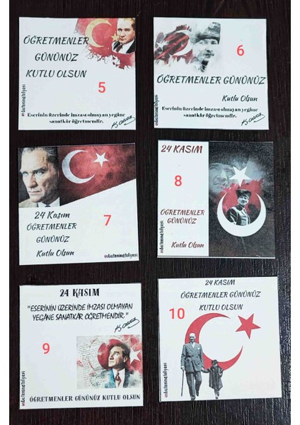 Butenin Atölyesi Öğretmenler Günü Hediyesi, 10 Adet,atatürk Rozeti (5 Adet Gümüş, 5 Adet Gold Renk)