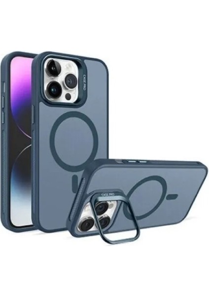 iPhone 15 Pro Max Kamera Lens Koruma Hediyeli Magsafe Şarj Özellikli Standlı Lüks Kılıf