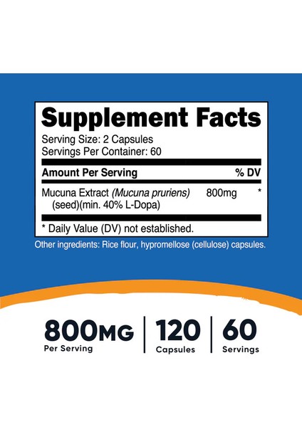 Dopa Mucuna Pruriens 800 mg 120 Capsules fiyatları