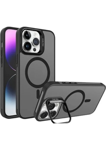 iPhone 15 Pro Max Kamera Lens Koruma Hediyeli Magsafe Şarj Özellikli Standlı Lüks Kılıf