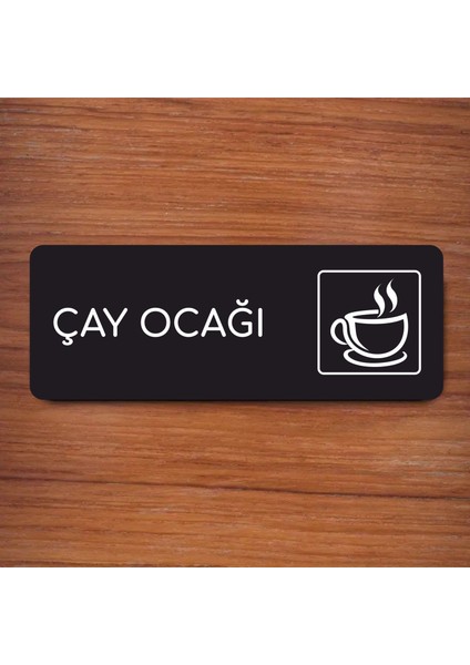 Alüminyum Ofis Departman Kapı Isimliği - Yönlendirme Levhası - Çay Ocağı 24 x 9 cm Siyah modelleri