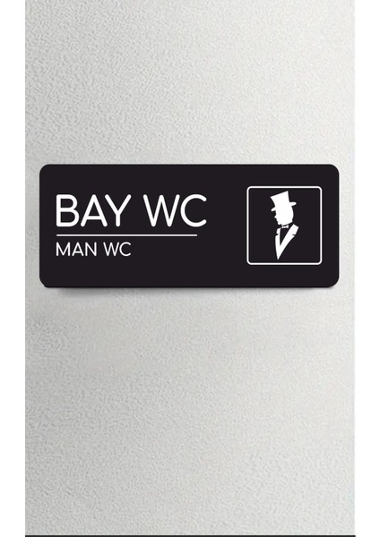 Alüminyum Ofis Departman Kapı İsimliği, Yönlendirme Levhas Bay Wc Model2 24x9 cm Siyah Model2