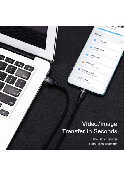 USB A To Type C Halat Örgü Xiaomi Huawei Android Hızlı Şarj Veri Aktarma Kablosu Siyah 1 Metre