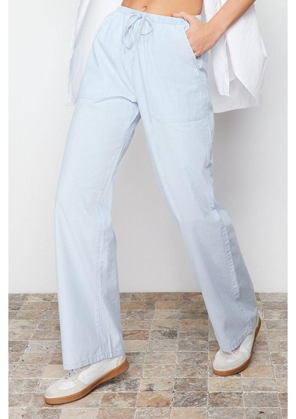Kadın Moda Şık Kot Pantolon Geniş Paça Regular Boy Denim Beli Lastikli Chambre Yüksek Bel Jeans fırsatları
