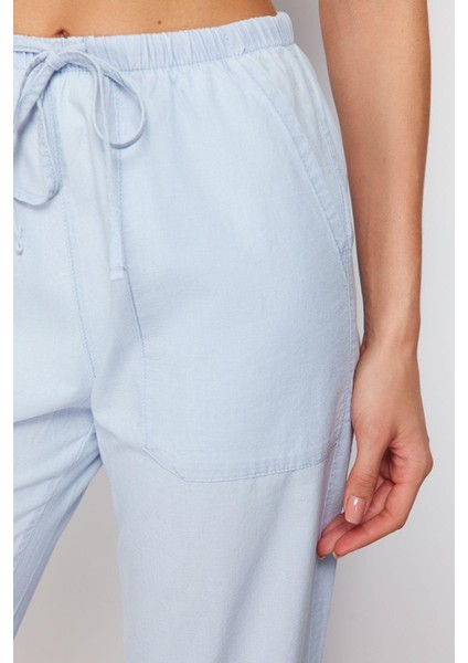 Kadın Moda Şık Kot Pantolon Geniş Paça Regular Boy Denim Beli Lastikli Chambre Yüksek Bel Jeans indirimleri