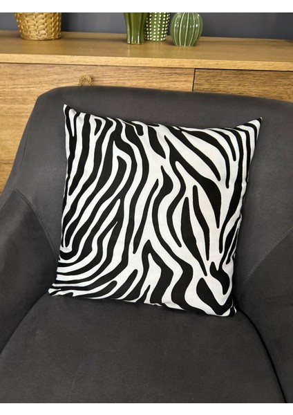 Zebra Desenli Kırlent Kılıfı Tekli