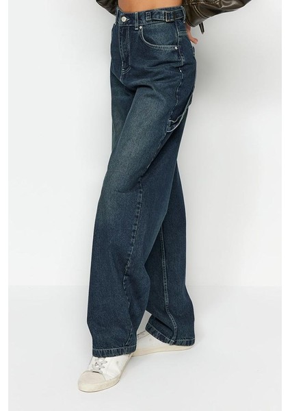 Stil Kadın Moda Denim Kot Pantolon Boru Paça Yıkama Efektli Bol Kesim Yüksek Bel Jeans modelleri