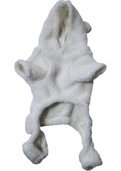 Polar Beyaz Kapşonlu Tulum Gülen Yüz Kedi-Köpek Kıyafeti fiyatları