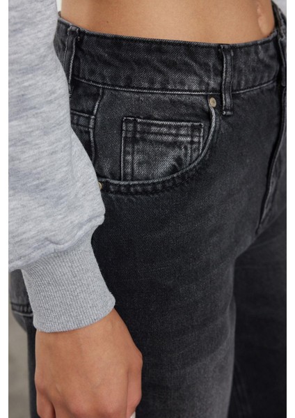 Stil Kadın Moda Denim Kot Pantolon Uzun Geniş Paça Yüksek Bel Ekstra Palazzo Jeans