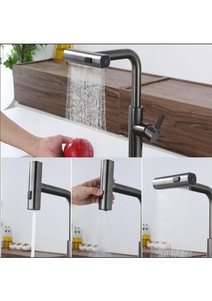 Spiralli 4 Fonksiyonlu Şelale Antrasit Mutfak Evye Bataryası fiyatları