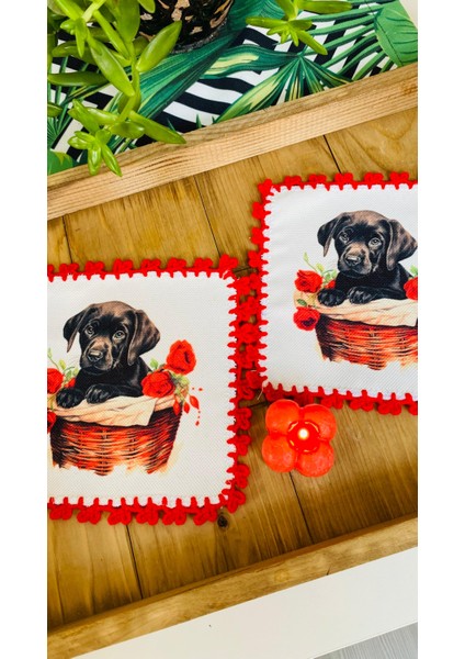 2 Adet Dekoratif Köpek Desenli Kokteyl Sunum Peçetesi
