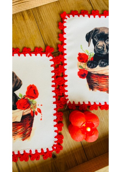 2 Adet Dekoratif Köpek Desenli Kokteyl Sunum Peçetesi