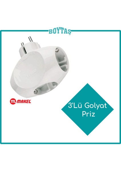 3'lü Golyat Priz-Beyaz