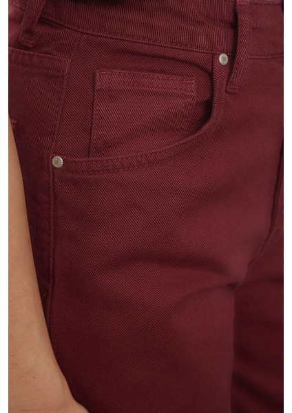 Kadın Moda Şık Kot Pantolon Geniş Paça Uzun Boy Denim Bordo Yüksek Bel Jeans modelleri