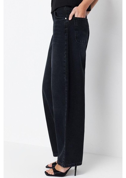 Kadın Moda Şık Kot Pantolon Boru Paça Regular Boy Denim Düşük Bel Skater Jeans fırsatları