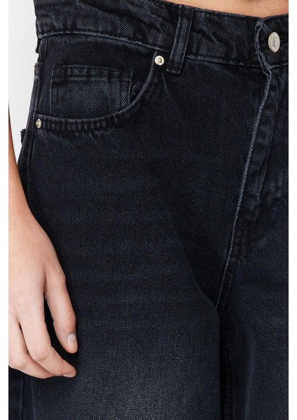 Kadın Moda Şık Kot Pantolon Boru Paça Regular Boy Denim Düşük Bel Skater Jeans indirimleri