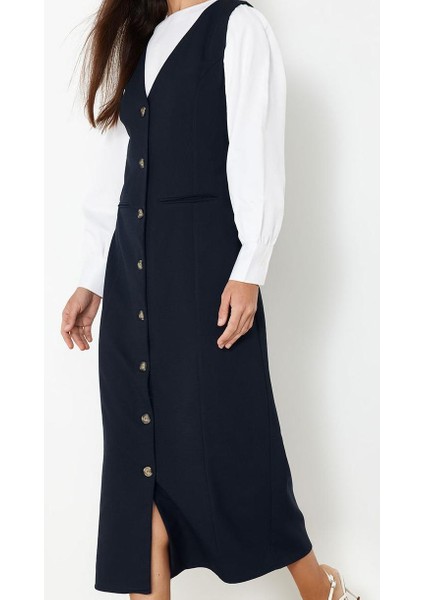 Kadın Moda Şık Tesettür Maxi Boy V Yaka Regular Dokuma Kumaş Jile Elbise modelleri