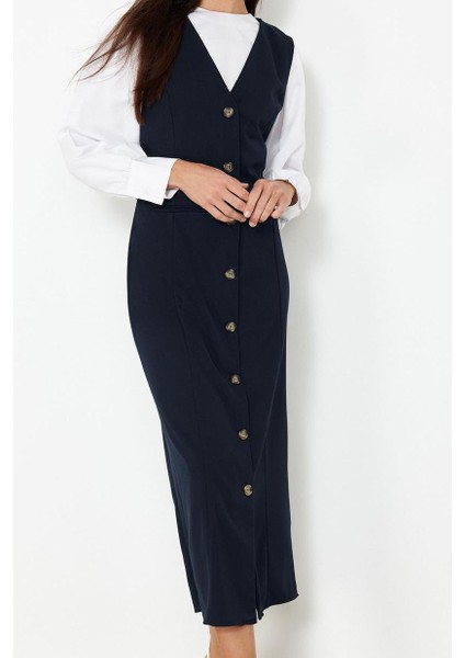 Kadın Moda Şık Tesettür Maxi Boy V Yaka Regular Dokuma Kumaş Jile Elbise fırsatları