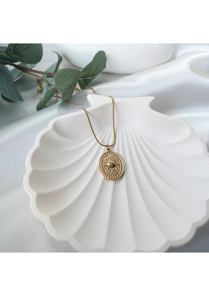 Paslanmaz Çelik Güneş Detaylı Etnik Gold Kolye