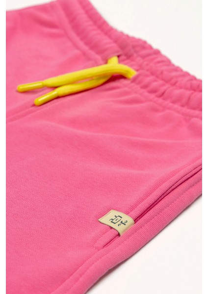 Kız Çocuk Pembe Eşofman Altı - Jogger (Lime Kordonlu)
