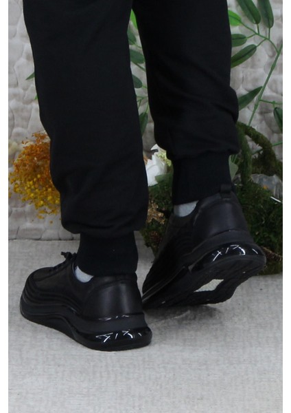 2402 Siyah Rahat Lastik Bağcıklı Deri Erkek Ayakkabı fırsatları